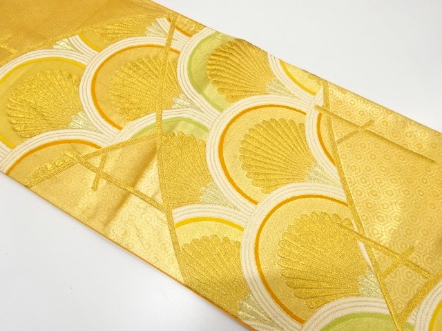 JAPANESE KIMONO / ANTIQUE FUKURO OBI / SILK / WOVEN KIKU SEIGAIHA